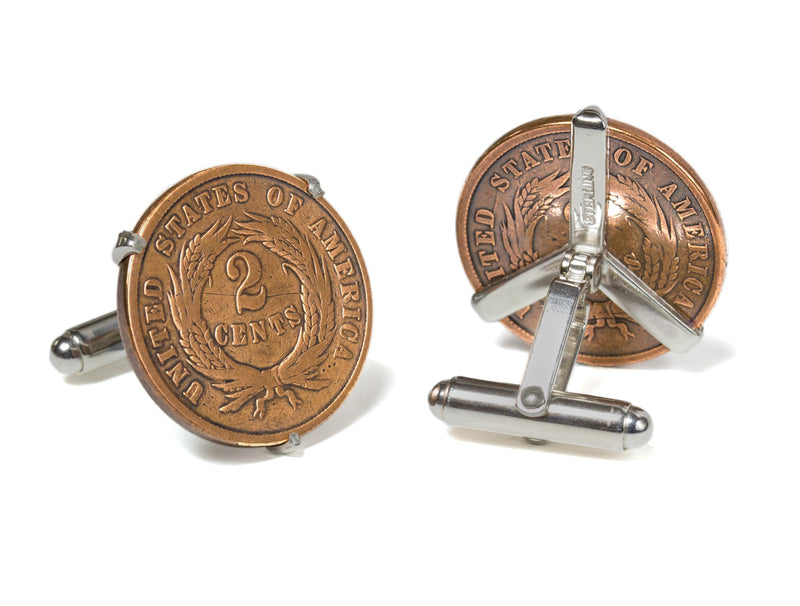 two-cent civil war era coin cuff links