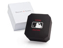 image displaying black cuff links gift box with white outer box.
