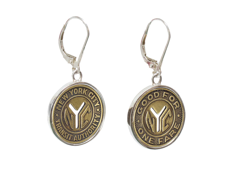 new york transit token earrings