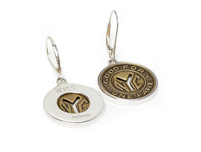 new york transit token earrings