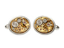 image displaying crownless lucien piccard watch movement cuff links.
