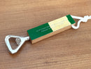 image displaying green and yellow strip boston garden parquet floor bottle opener.