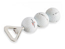 image displaying a bottle opener with three connected golf balls as the handle.