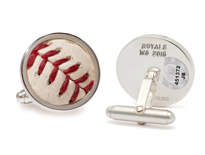 kansas city royals 2015 world series game used baseball cuff links