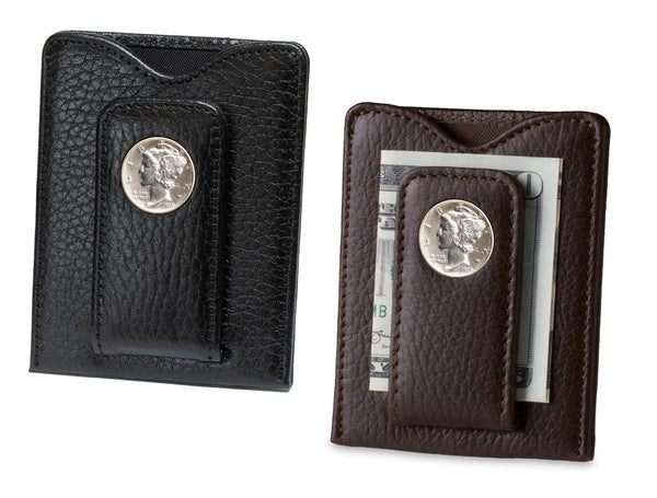 image displaying black and brown money clip wallets