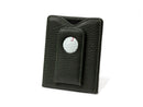 image displaying front of green pebbled cow leather money clip wallet with piece of white golf ball inset.