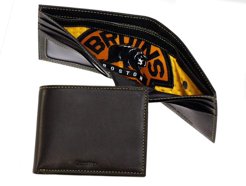 nhl game used uniform emblem billfold wallet