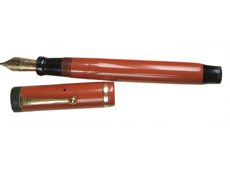image displaying big red vintage fountain pen