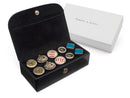 image displaying black leather 5 pair cuff link travel case.