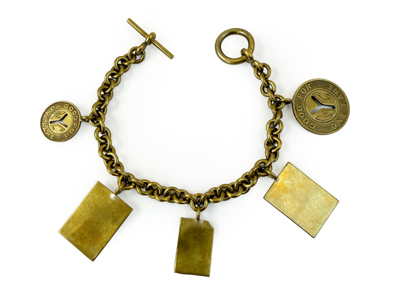 new york transit token & map bracelet