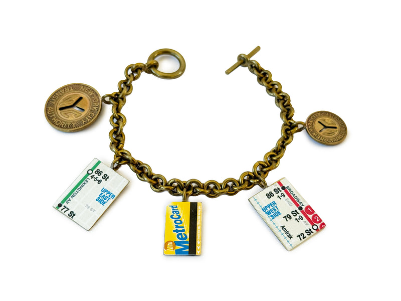 new york transit token & map bracelet