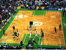 image displaying td garden basketball court with players on the floor and audience surrounding it.