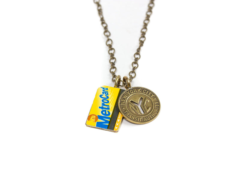 new york transit token & metrocard necklace