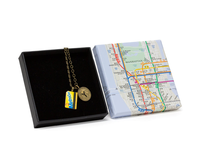 new york transit token & metrocard necklace