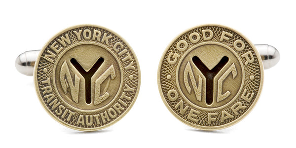 New York Transit Token Cuff Links - Antique