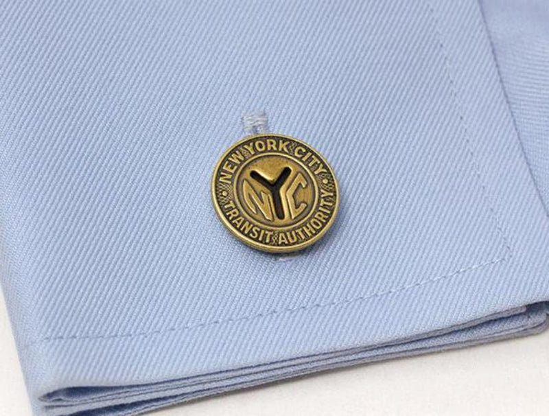 new york transit token cuff links - antique