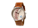 image displaying a mlb baseball watch with a brown leather strap.