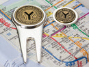 image display new york transit token divot tool on a new york subway map background