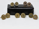 image displaying group of new york transit token cuff links with leather case