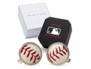 image displaying baseball cuff links with black gift box and white outer box.