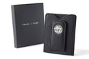 image displaying black buffalo nickel wallet with box