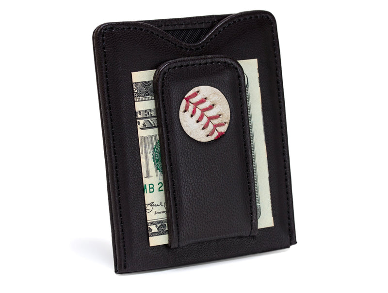 mlb game used baseball money clip wallet