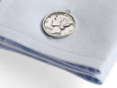 image displaying mercury dime cuff links on shirt cuff