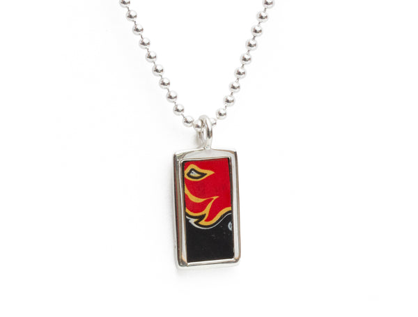 Calgary Flames Game Used Hockey Puck Emblem Necklace