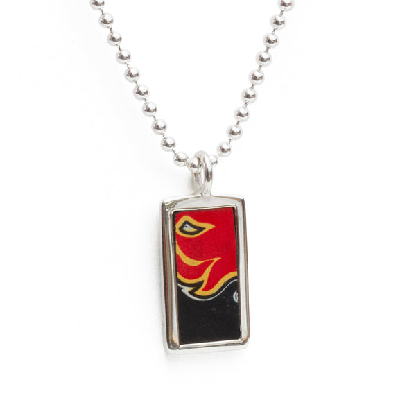 Calgary Flames Game Used Hockey Puck Emblem Necklace