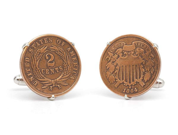 Two-Cent Civil War Era Coin Cuff Links