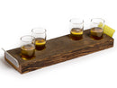 image displaying the large version of the lambeau field bench beer flight with four shot glasses.